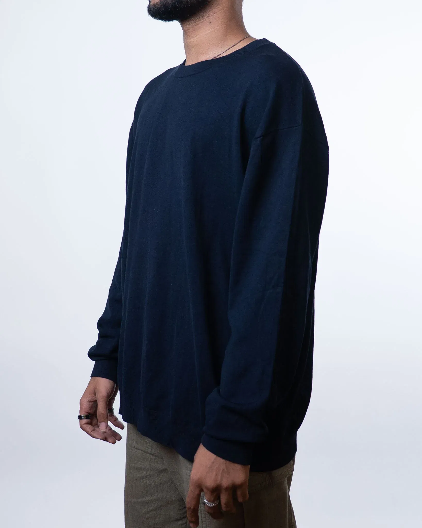 Zara Basic Crewneck Long Sleeve Black T-Shirt (XL)