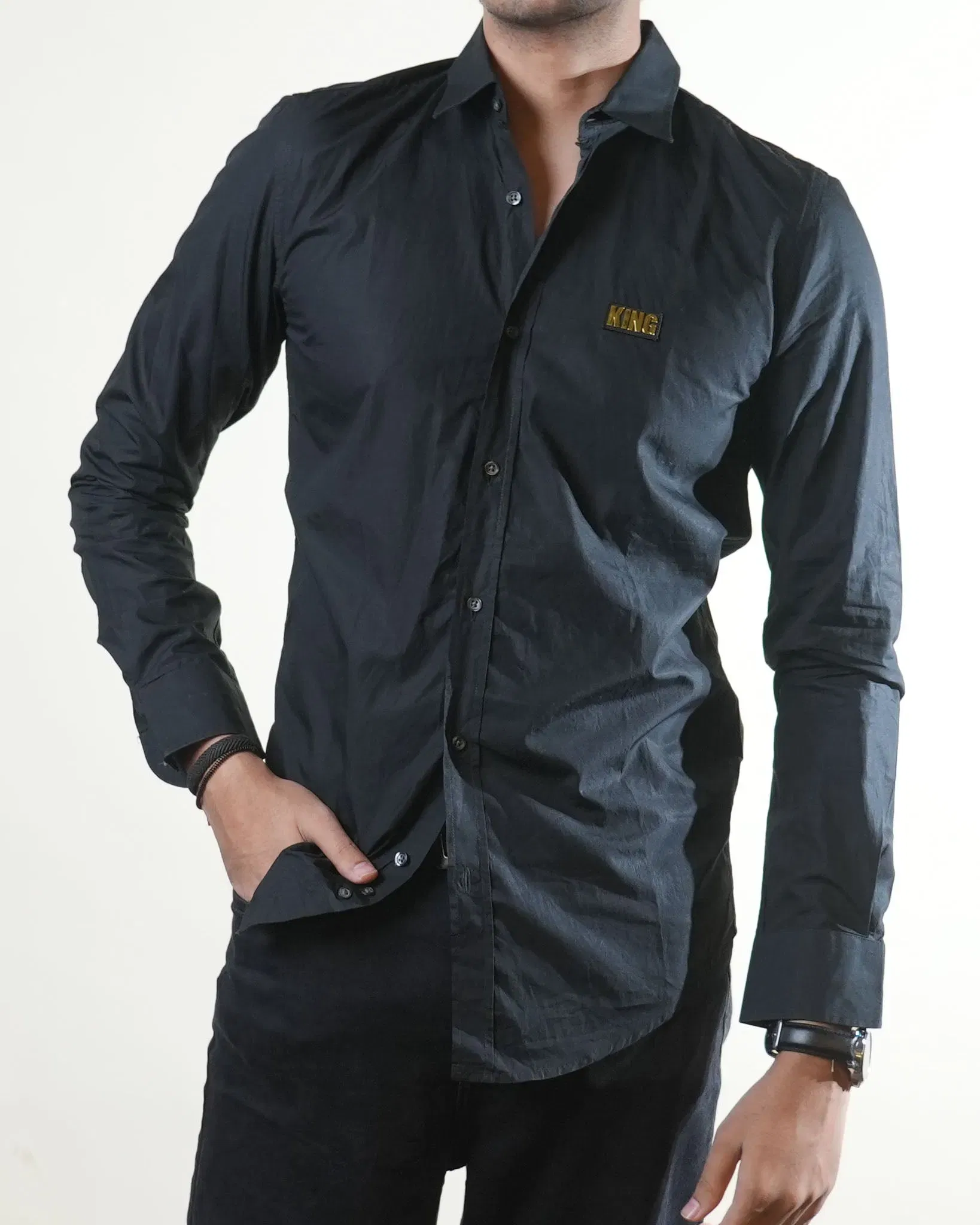 The Emperor Black King Full Sleeve Shirt (XS)