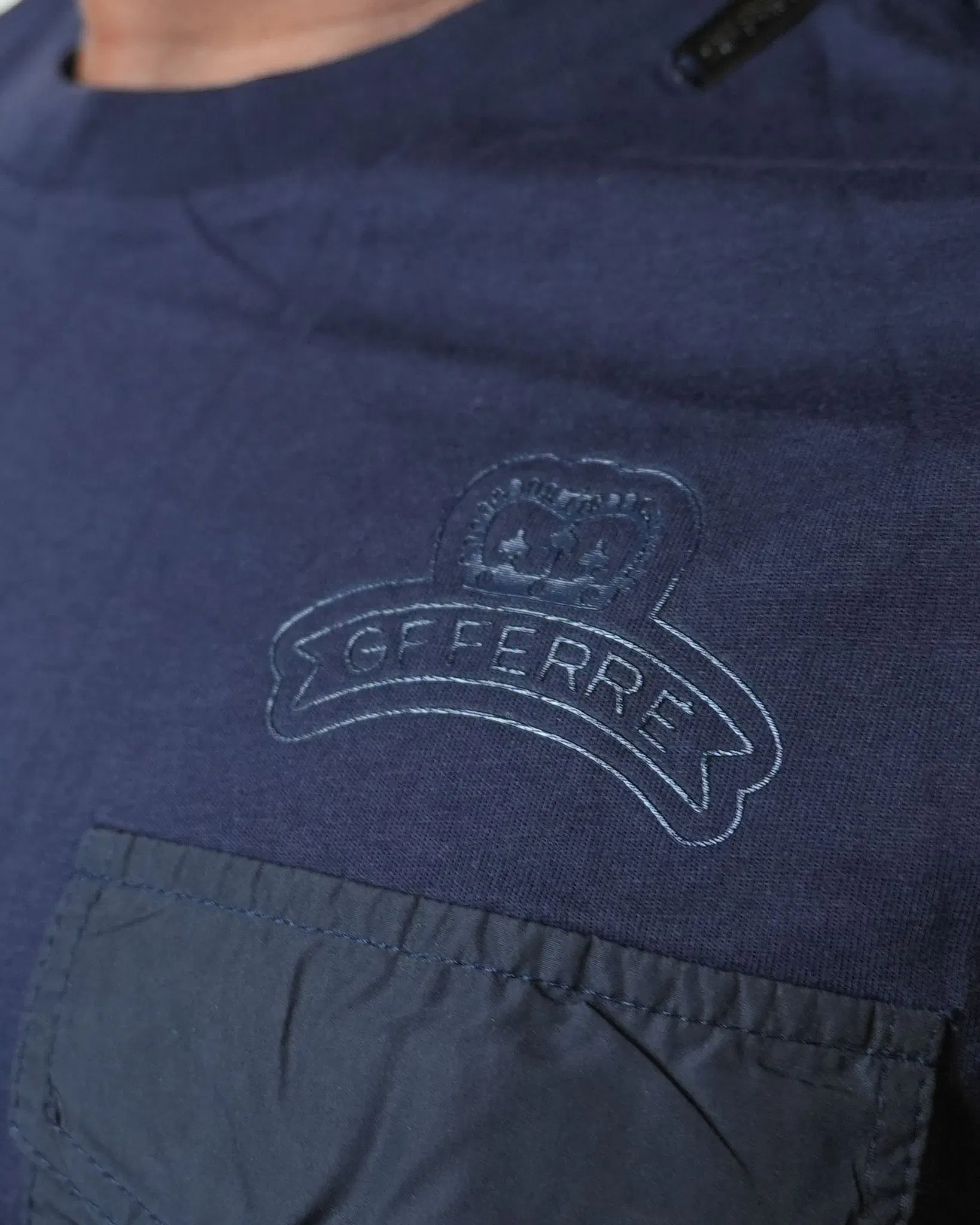 Gf Ferre Navy Blue Shoulder Flap T-Shirt (S)