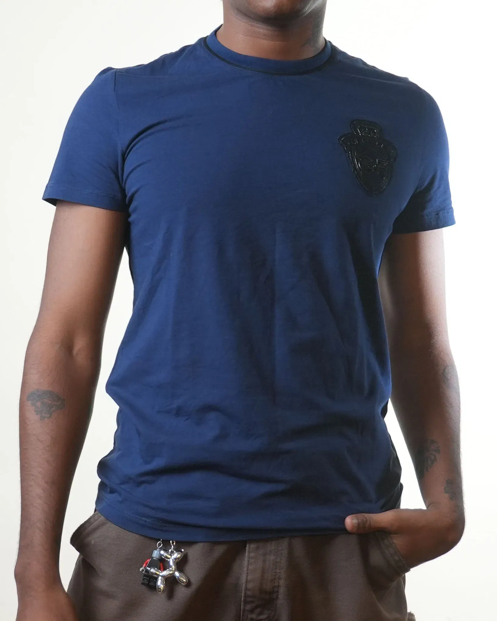 Gf Ferre Navy Blue Crewneck T-Shirt (S)