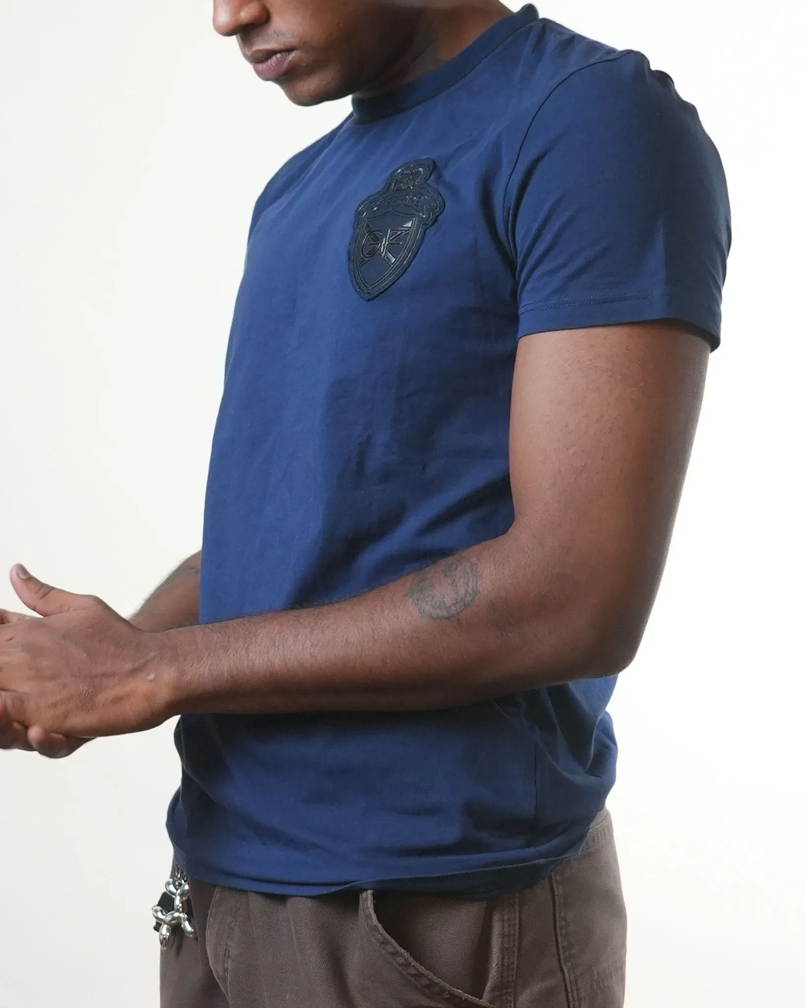 Gf Ferre Navy Blue Crewneck T-Shirt (S)