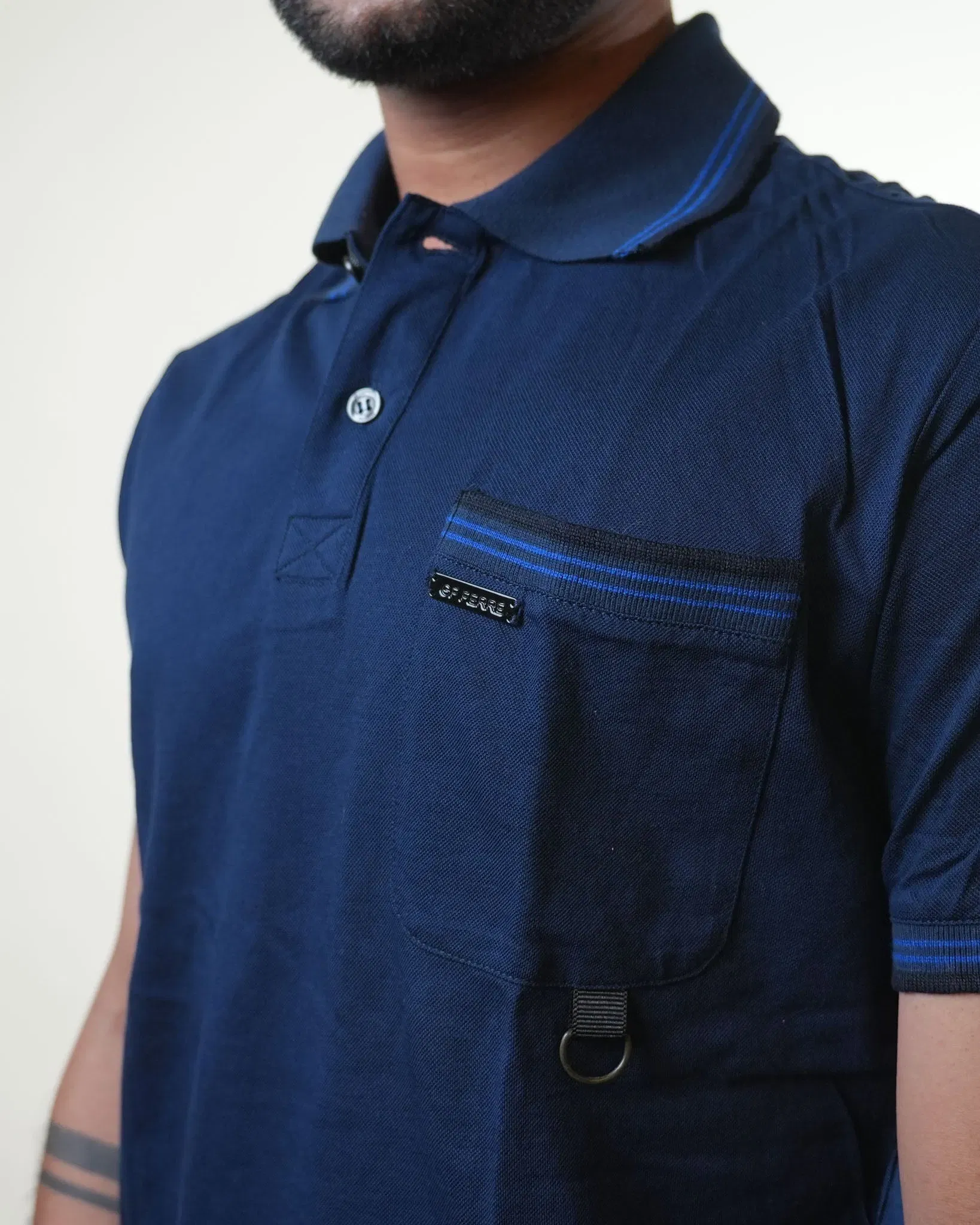 Gf Ferre Navy Blue Polo T-Shirt (S)