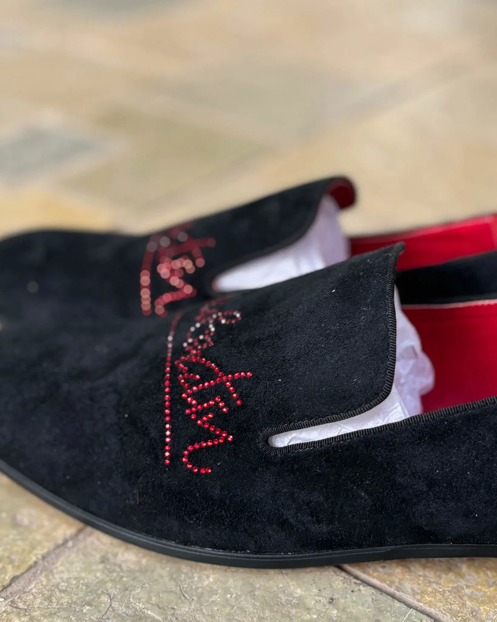 Christian Louboutin Black Dandelion Strass Loafers (UK 12)