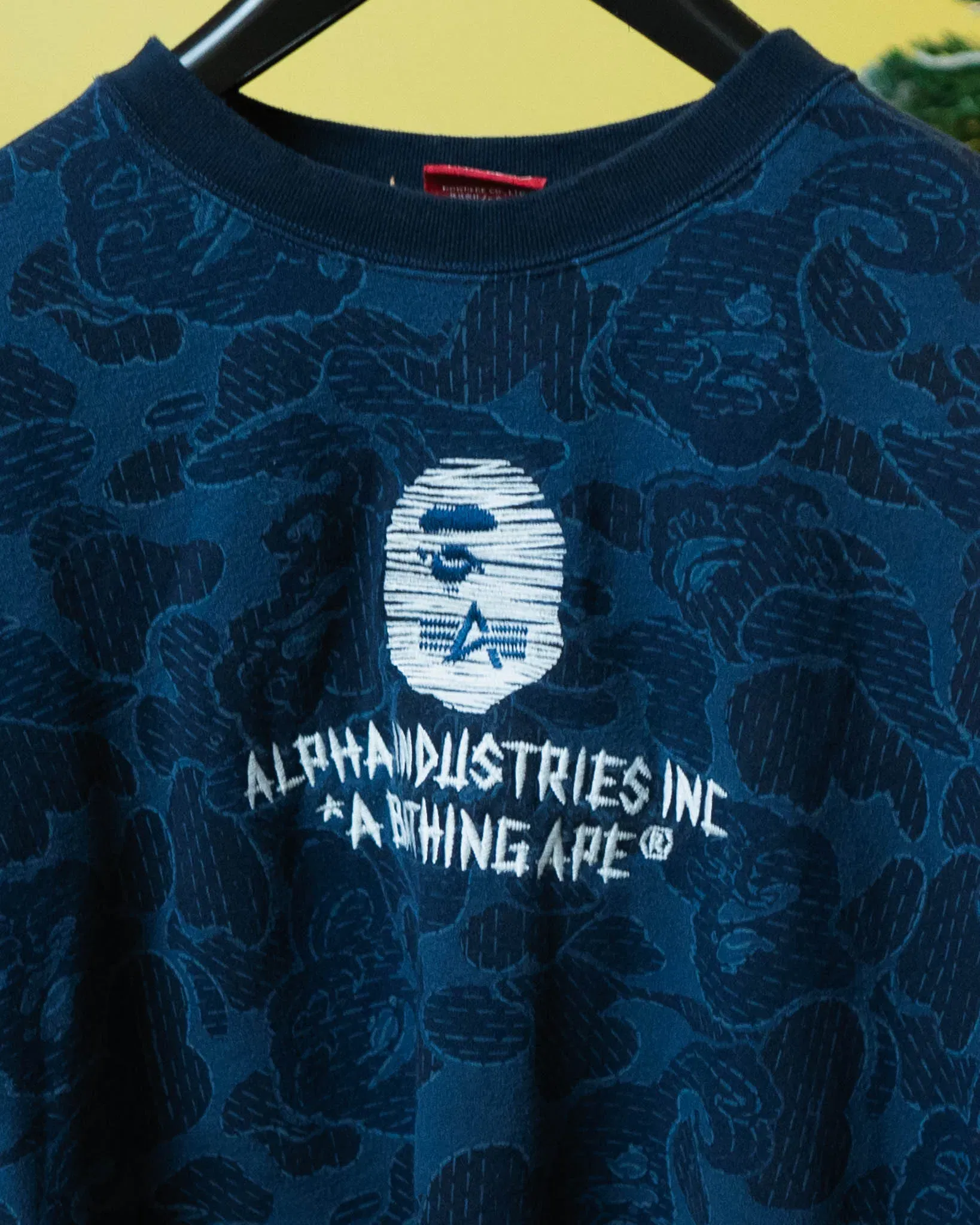 Bape x Alpha Industries Crewneck Sweater Navy (XL)