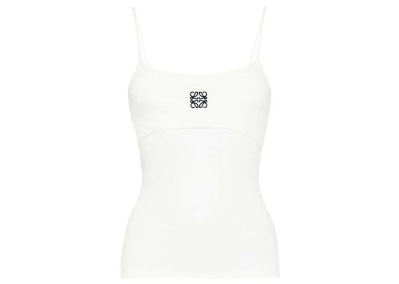 LOEWE Anagram Strappy Cotton Top White