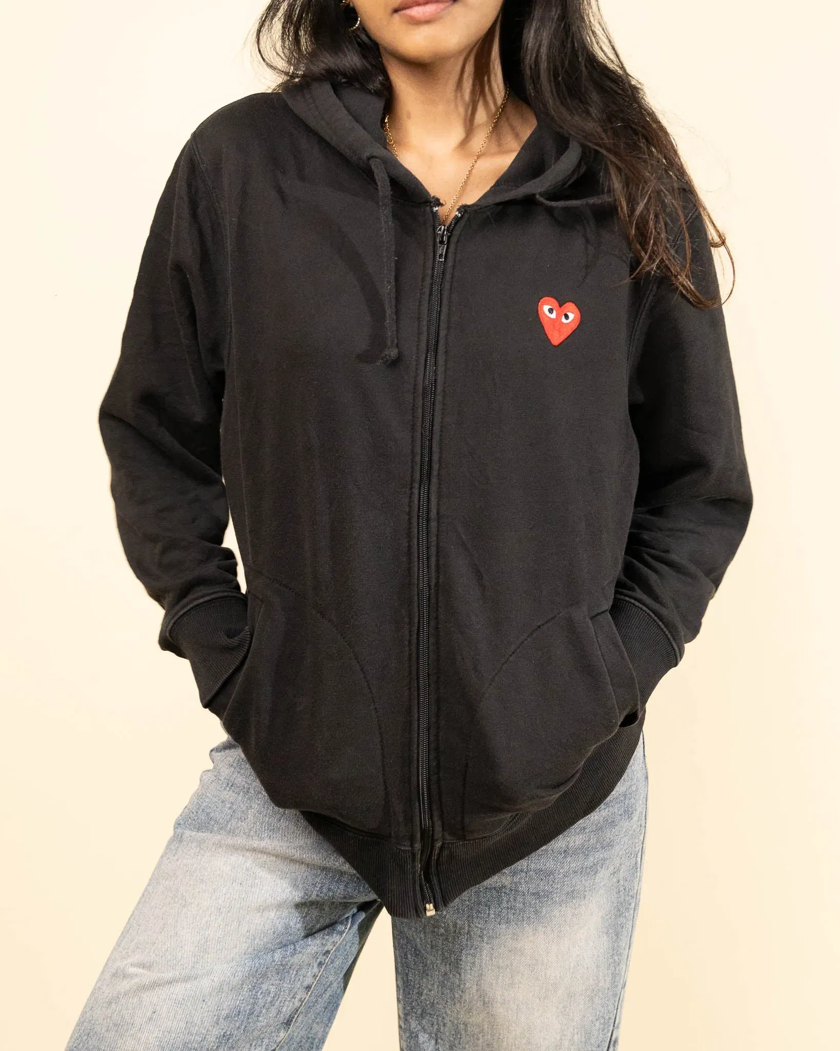 CDG Play Heart Zip-up Hoodie (M)