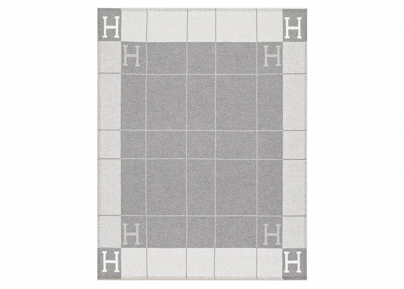 Hermes Avalon III Throw Blanket Ecru/Gris Clair