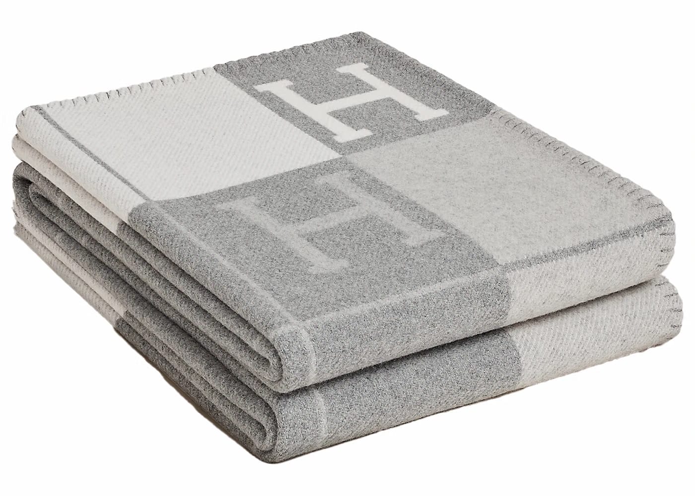 Hermes Avalon III Throw Blanket Ecru/Gris Clair