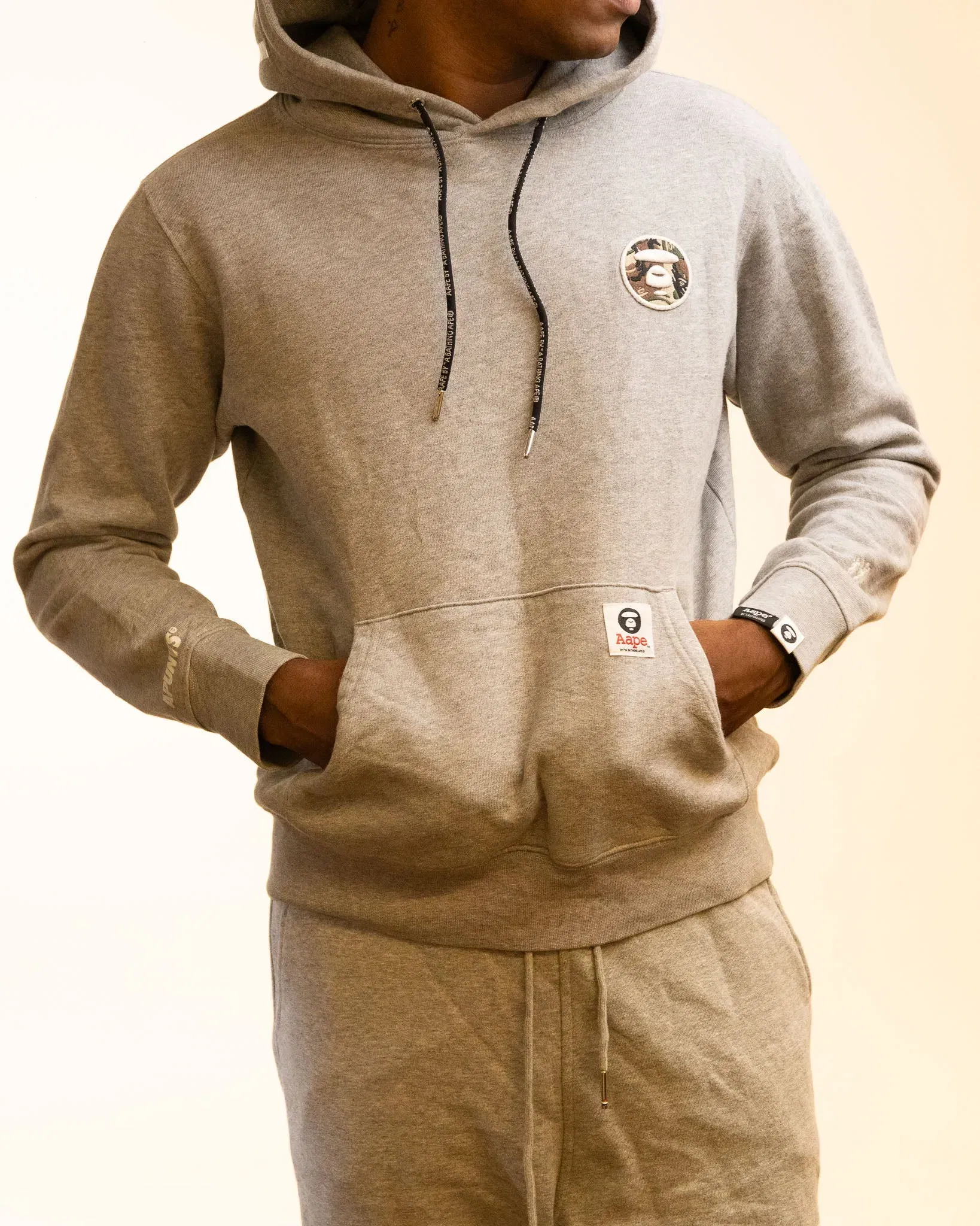 Aape By A Bathing Ape Logo-Patched Hoodie Grey (M)