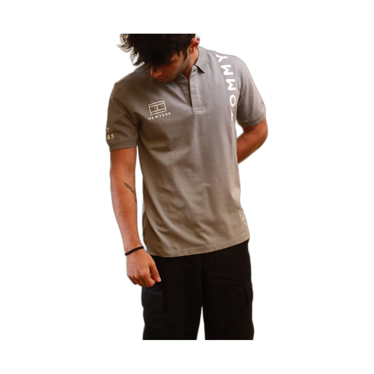Tommy Hilfiger Polo Organic Cotton Logo Grey T-Shirt (M)