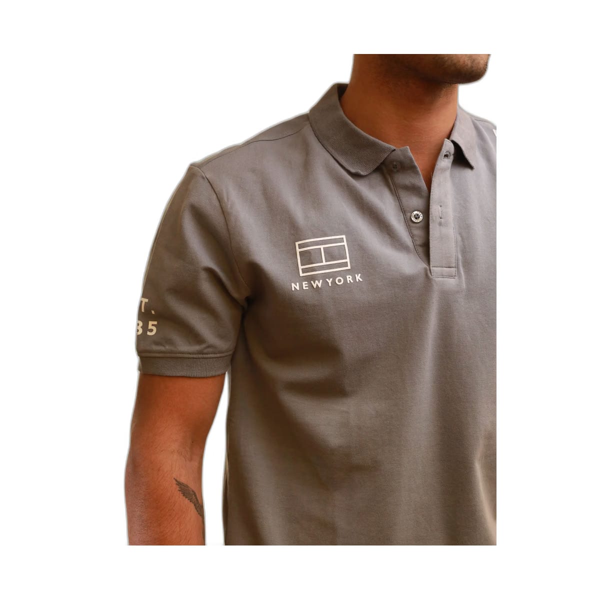 Tommy Hilfiger Polo Organic Cotton Logo Grey T-Shirt (M)
