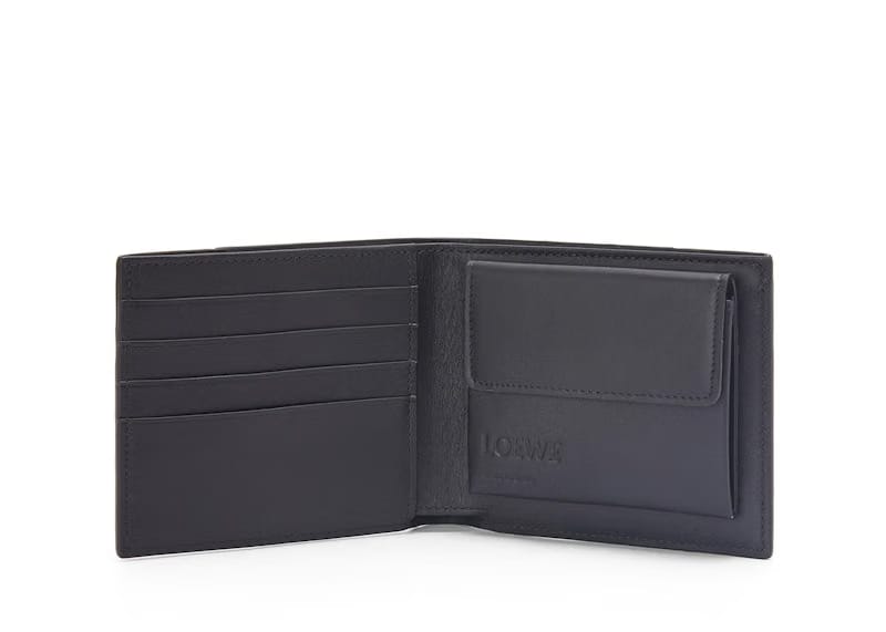 LOEWE Puzzle Bifold Coin Wallet In Diamond Calfskin Black