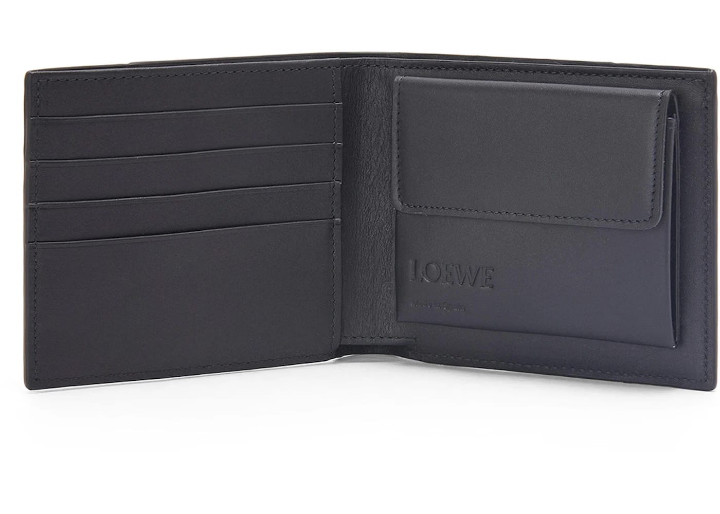 LOEWE Puzzle Bifold Coin Wallet In Diamond Calfskin Black