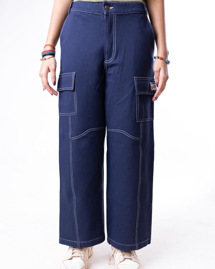 Natty Garb Navy Blue Cargo Pant (S)
