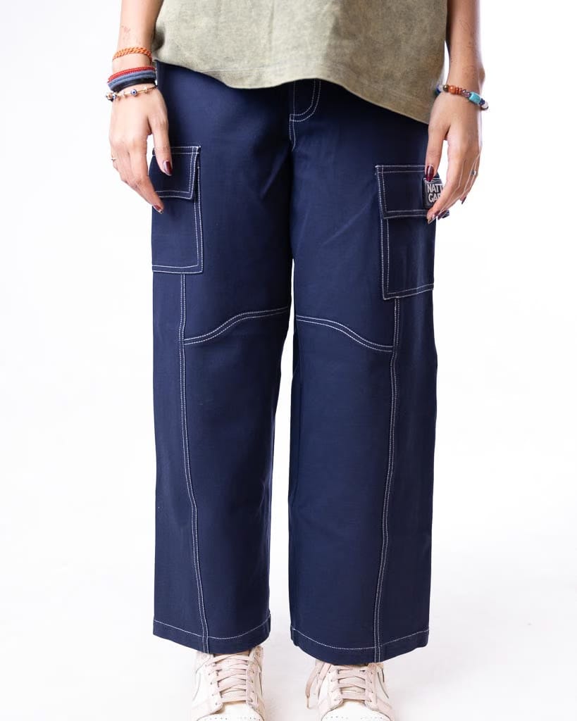 Natty Garb Navy Blue Cargo Pant (S)