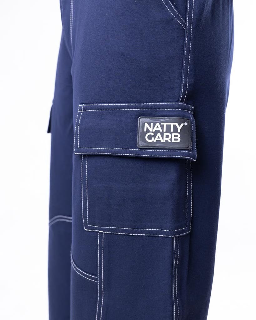 Natty Garb Navy Blue Cargo Pant (S)