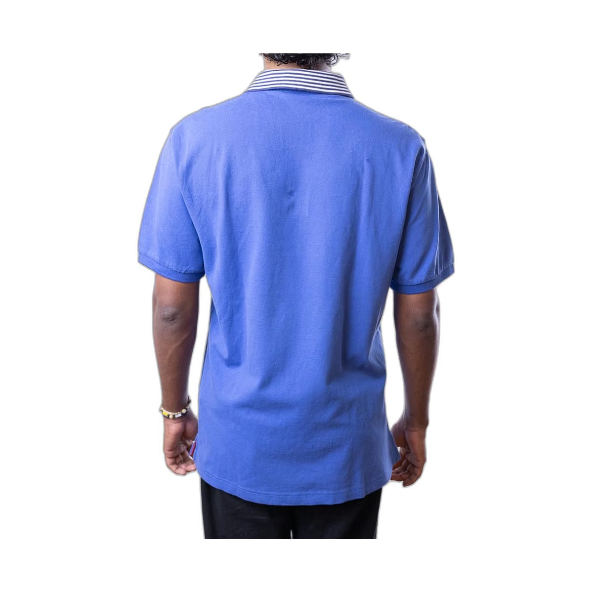 Hackett London Polo Blue Shirt With Striped Collar In Navy/White (L)