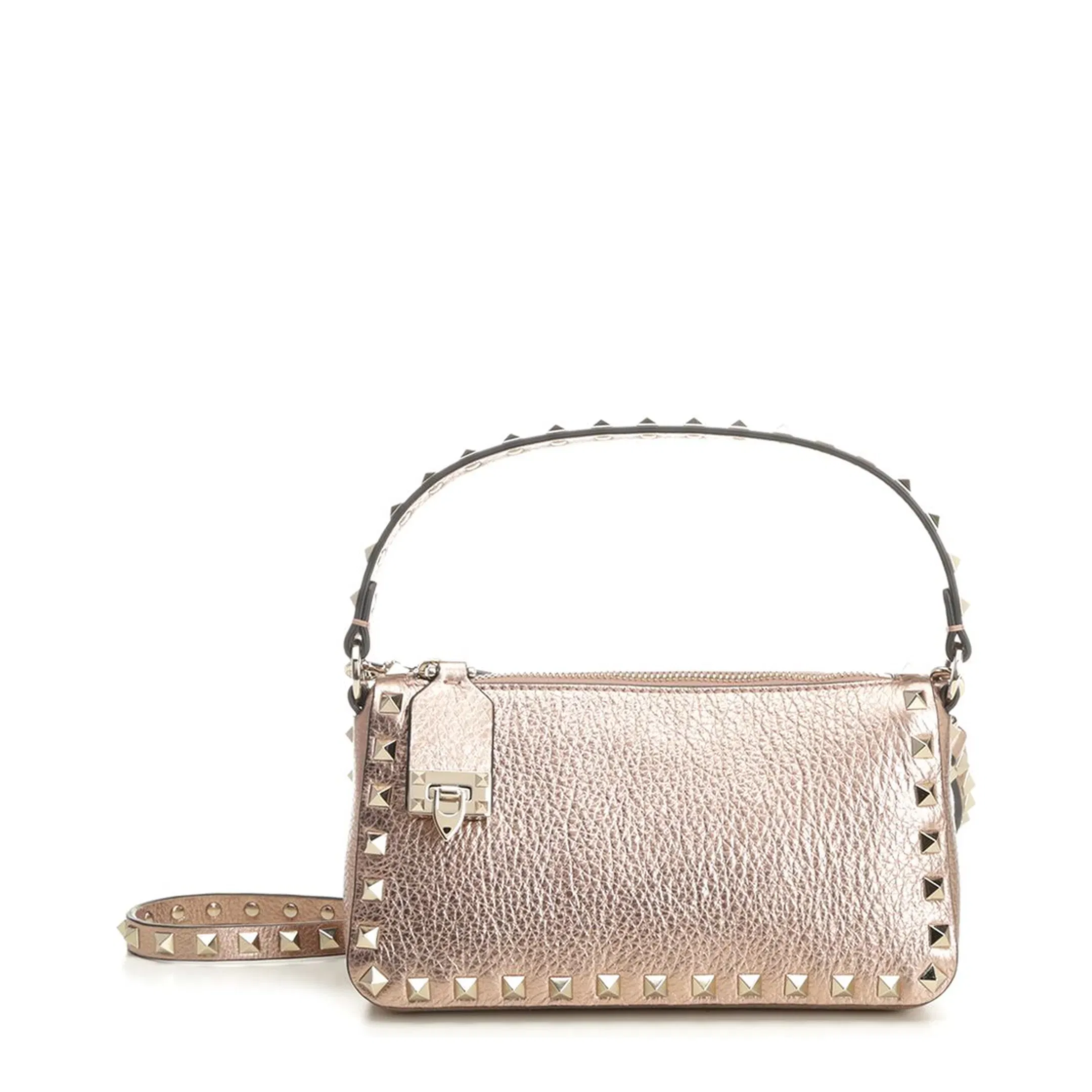 SMALL SHOULDER BAG ROCKSTUD VIT.ST.ALCE LAMINATO UNLINED/PLAT.STUDS
