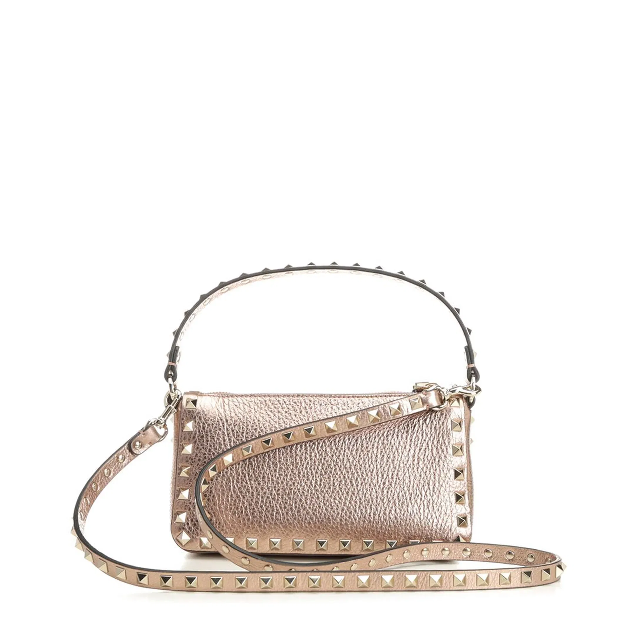 SMALL SHOULDER BAG ROCKSTUD VIT.ST.ALCE LAMINATO UNLINED/PLAT.STUDS