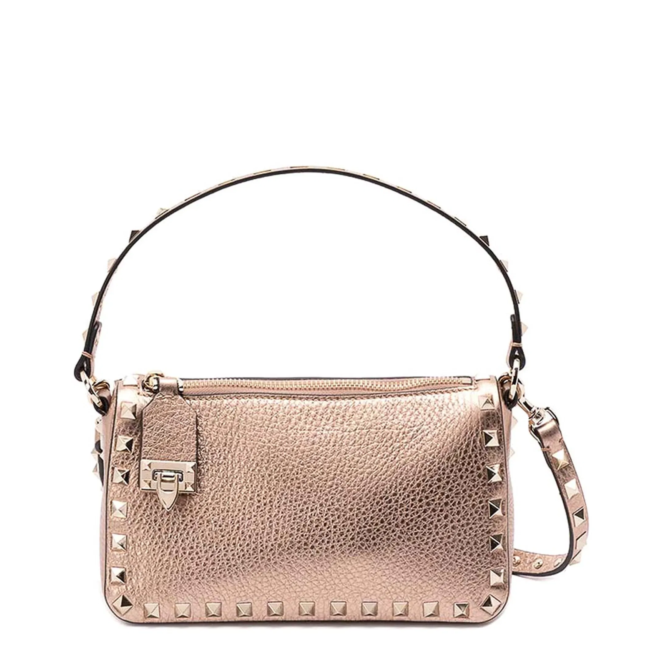 SMALL SHOULDER BAG ROCKSTUD VIT.ST.ALCE LAMINATO UNLINED/PLAT.STUDS