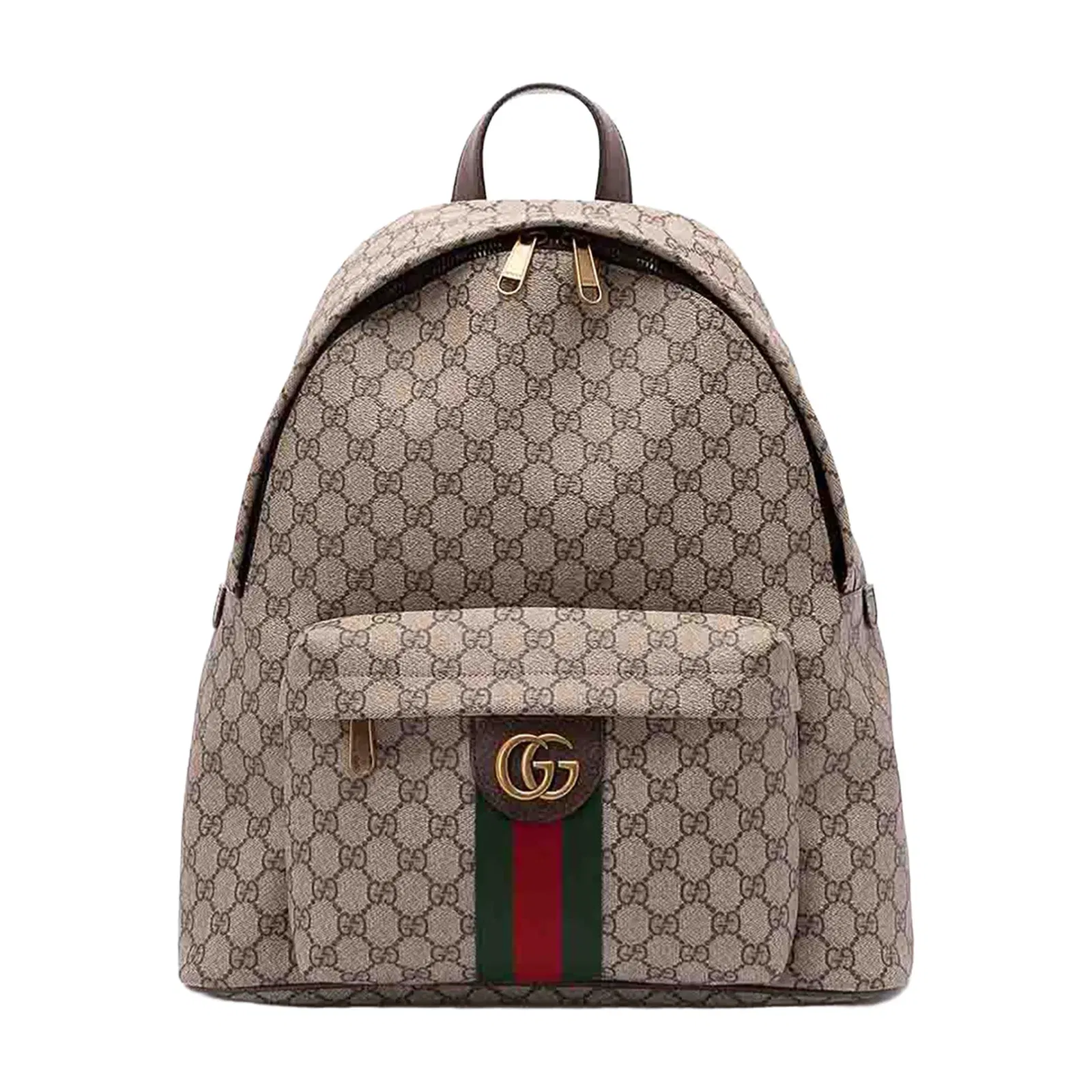 Medium Backpack in Beige and Dark Brown Fabric