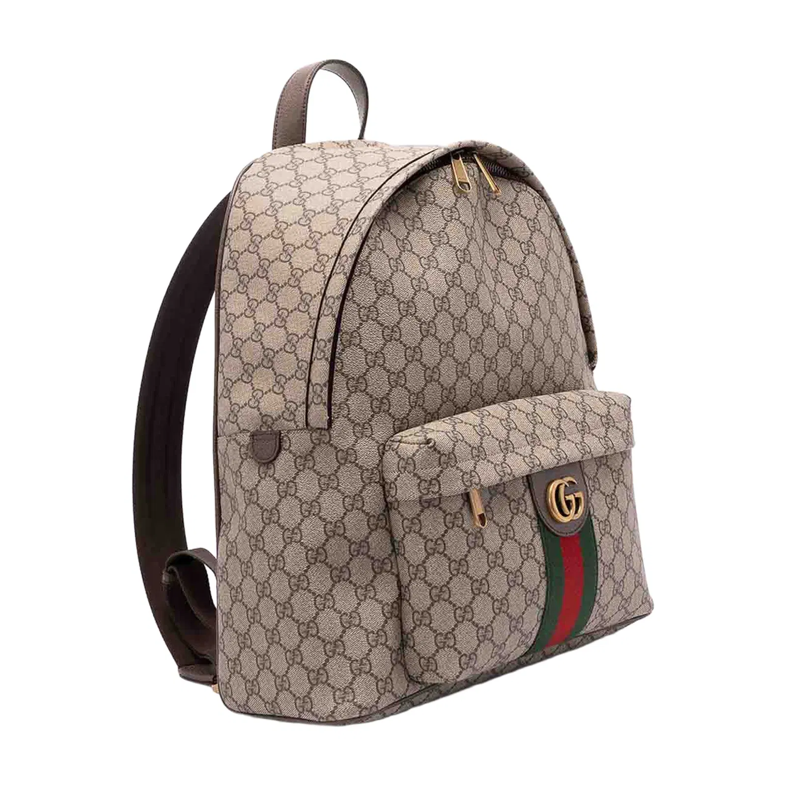 Medium Backpack in Beige and Dark Brown Fabric