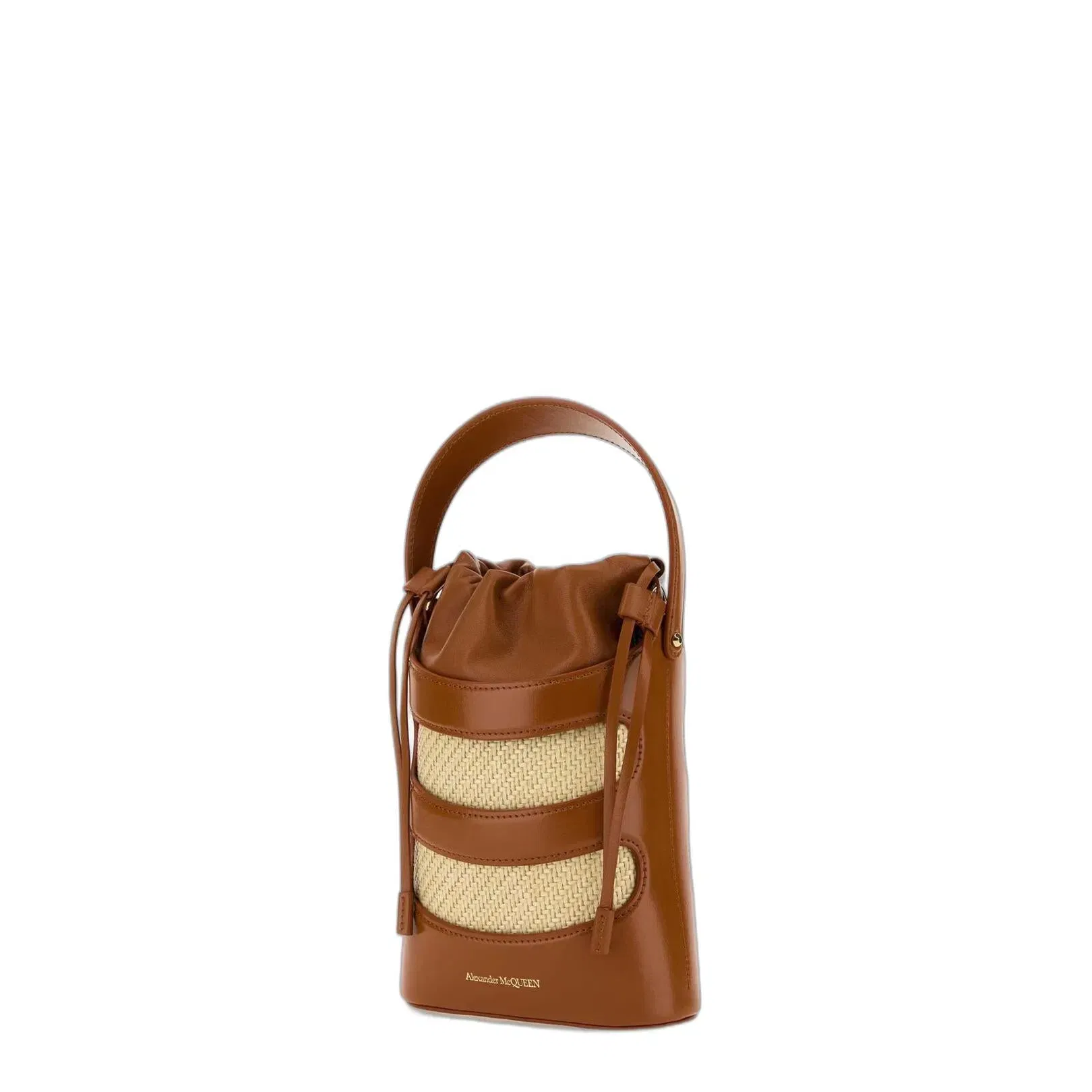 Two-tone Leather And Raffia Mini The Rise