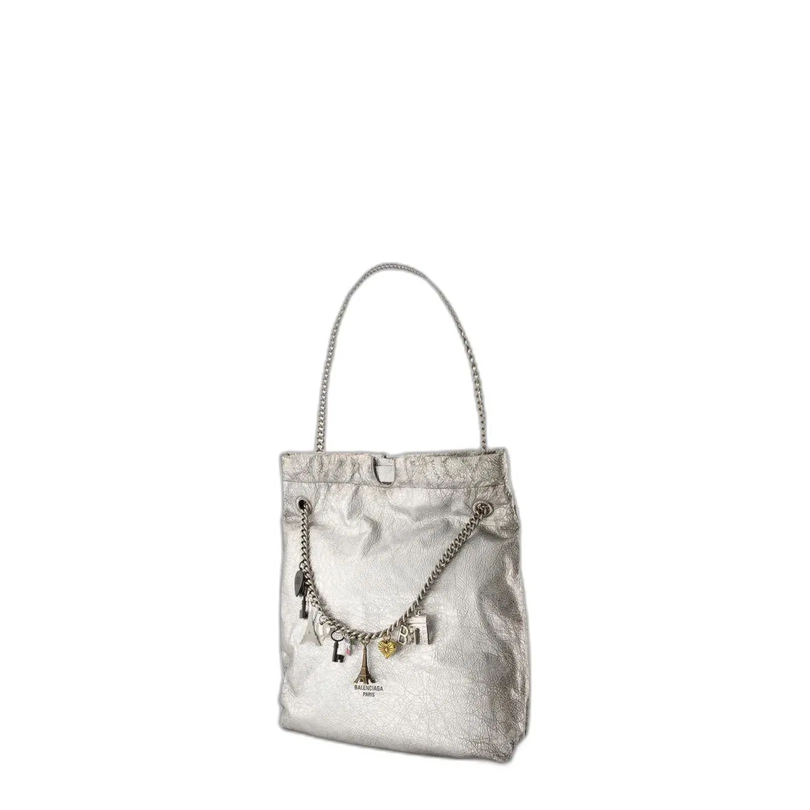 Medium Crush Tote Bag in Silver