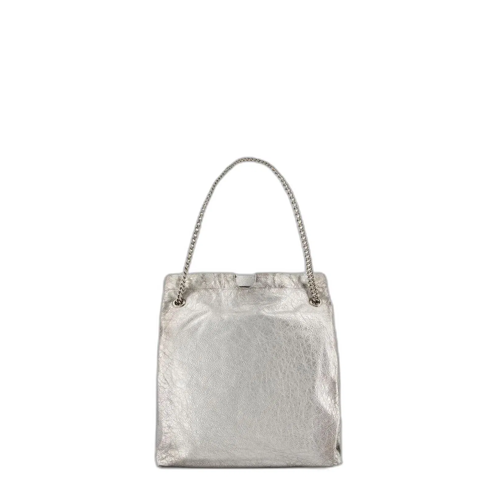 Medium Crush Tote Bag in Silver