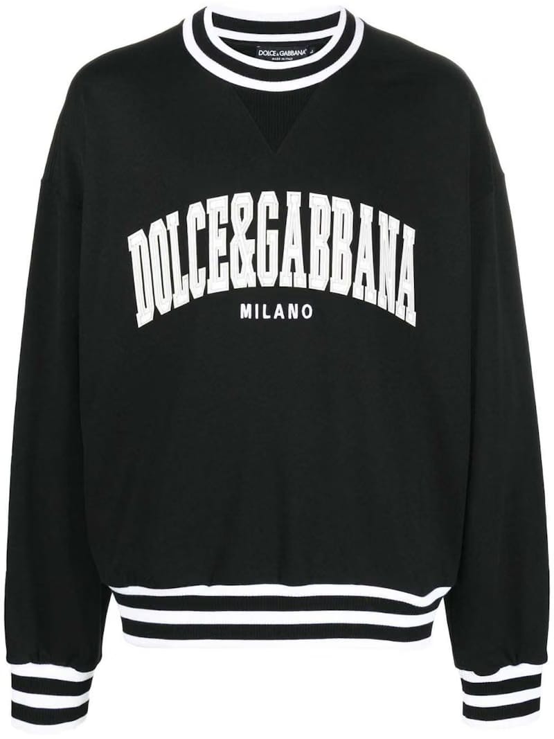 Dolce & Gabbana Logo-Applique Varsity Sweatshirt Black/White