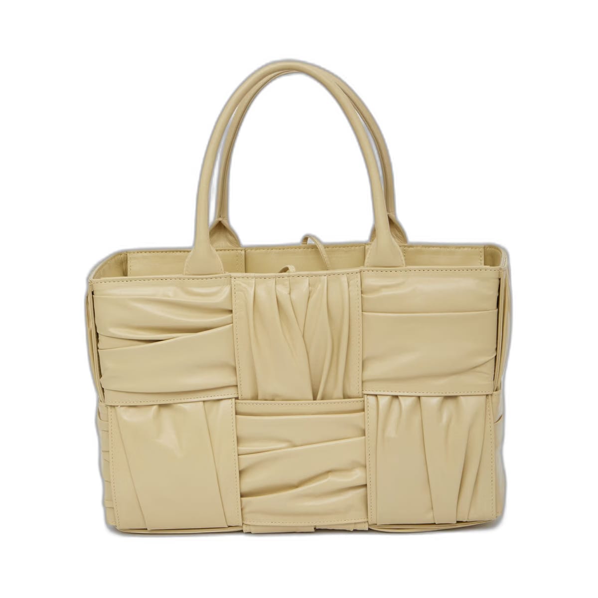 Small Arco Tote Bag In Beige Porridge & M Brass