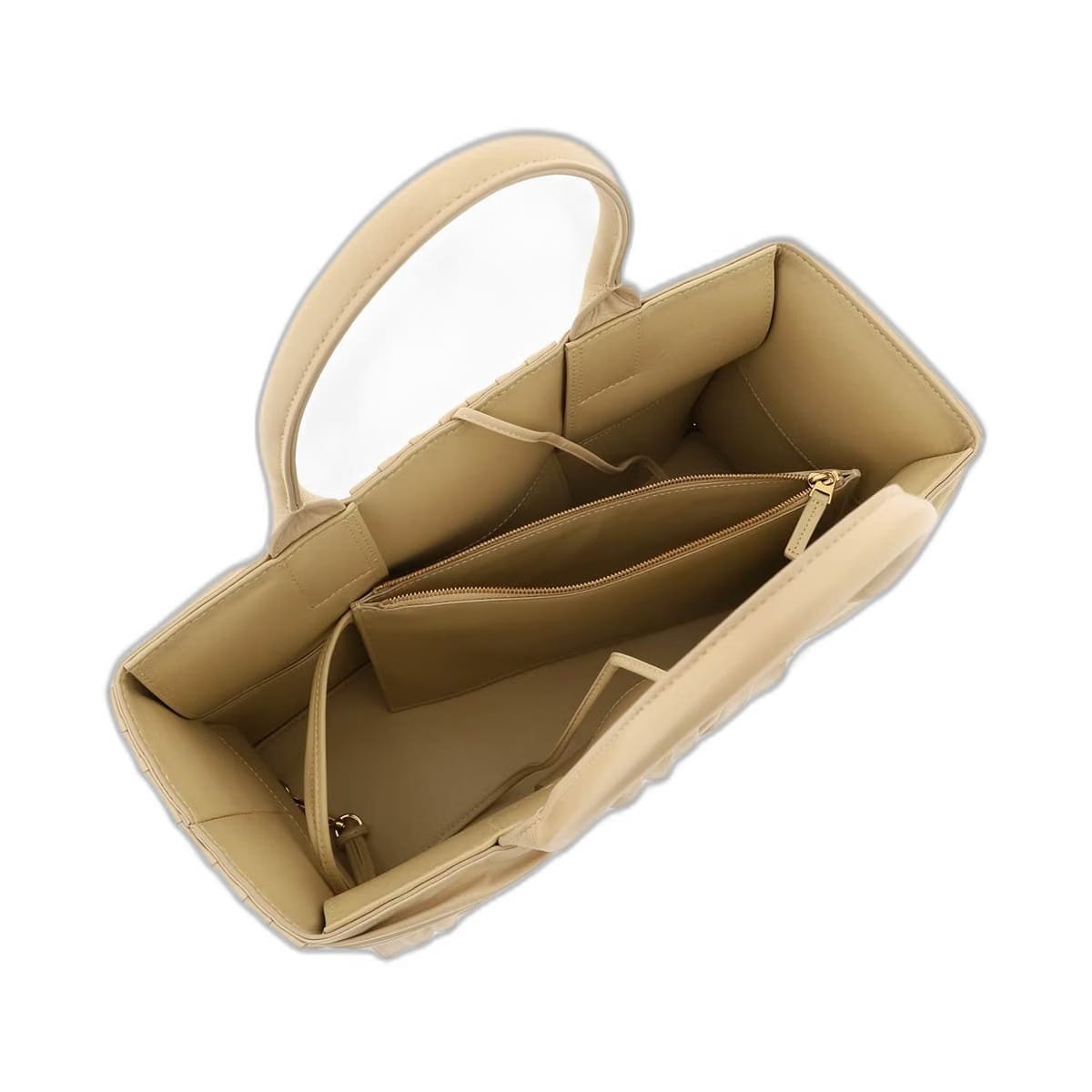 Small Arco Tote Bag In Beige Porridge & M Brass