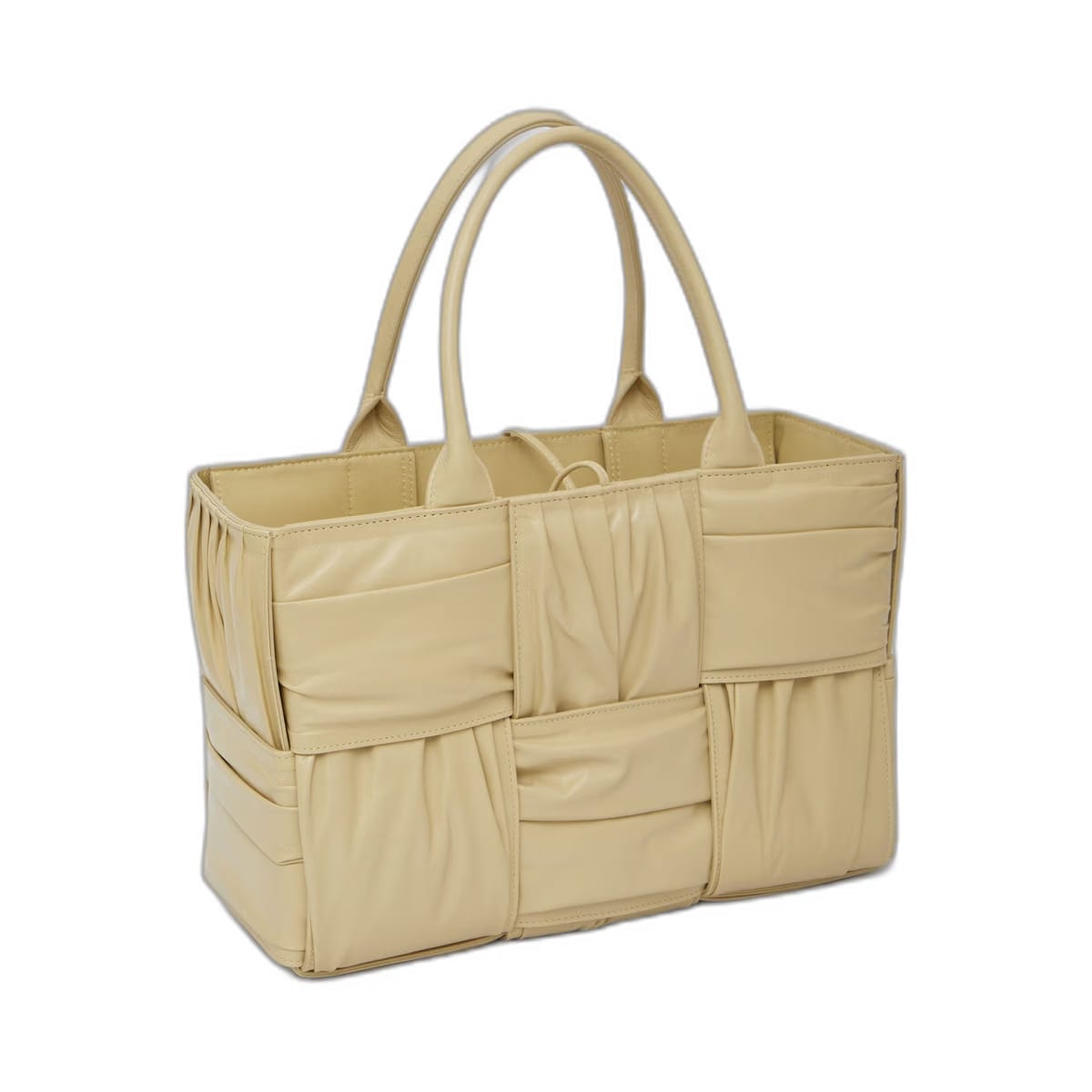 Small Arco Tote Bag In Beige Porridge & M Brass