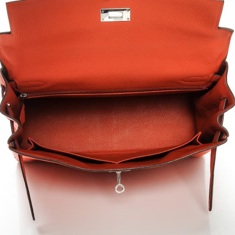 Hermes Kelly Retourne Taurillon Clemence 32 Feu
