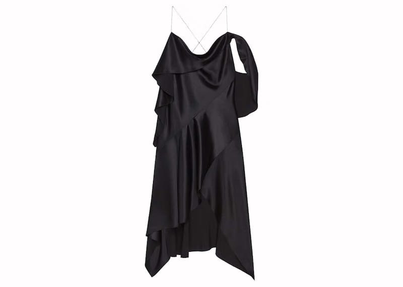 Givenchy Asymmetric Draped Satin Dress Black