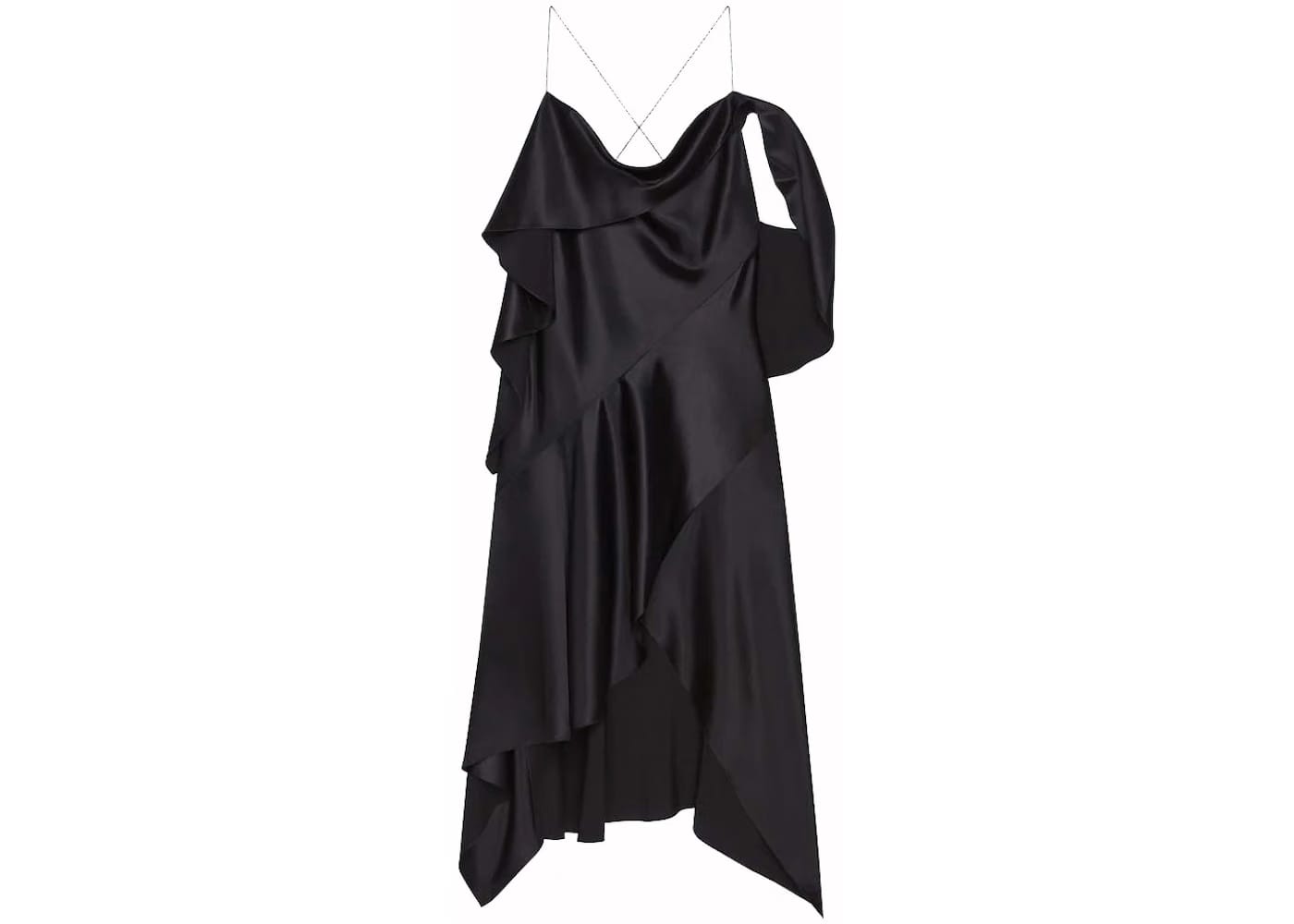 Givenchy Asymmetric Draped Satin Dress Black