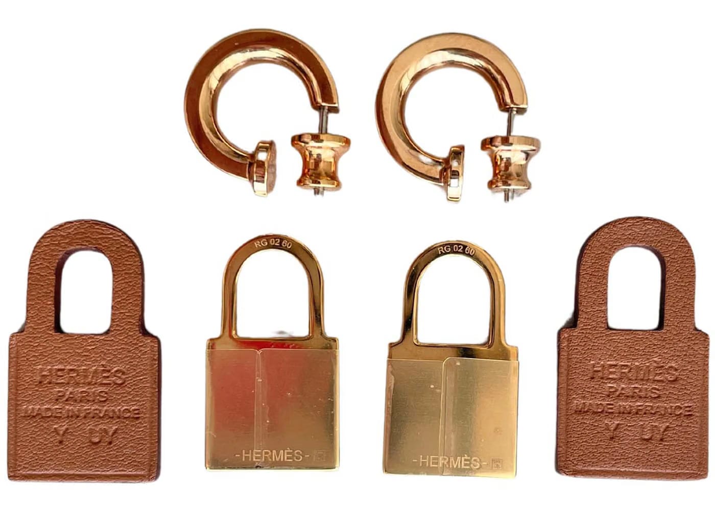 Hermes Earrings O'Kelly Gold/Rose Gold