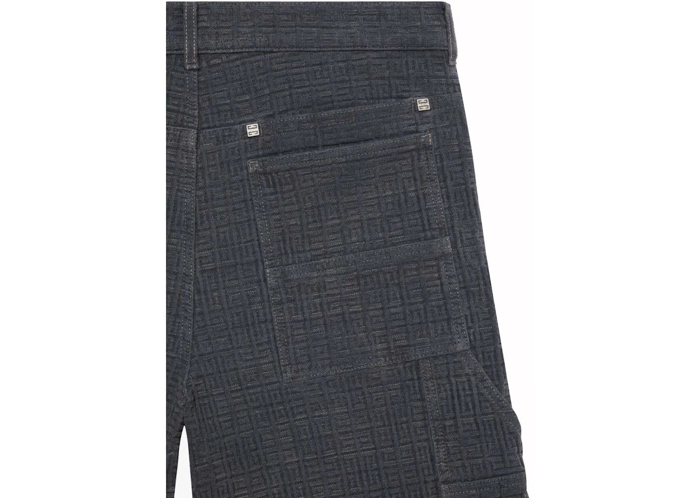 Givenchy Monogram 4G Logo Denim Shorts Charcoal