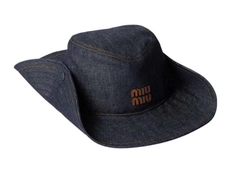 Miu Miu Denim Cowboy Hat Blue/Brandy