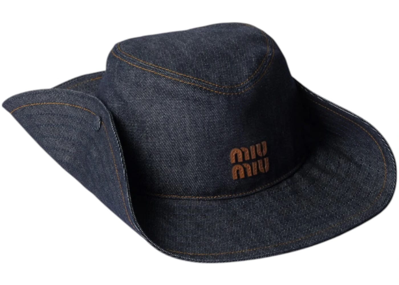 Miu Miu Denim Cowboy Hat Blue/Brandy