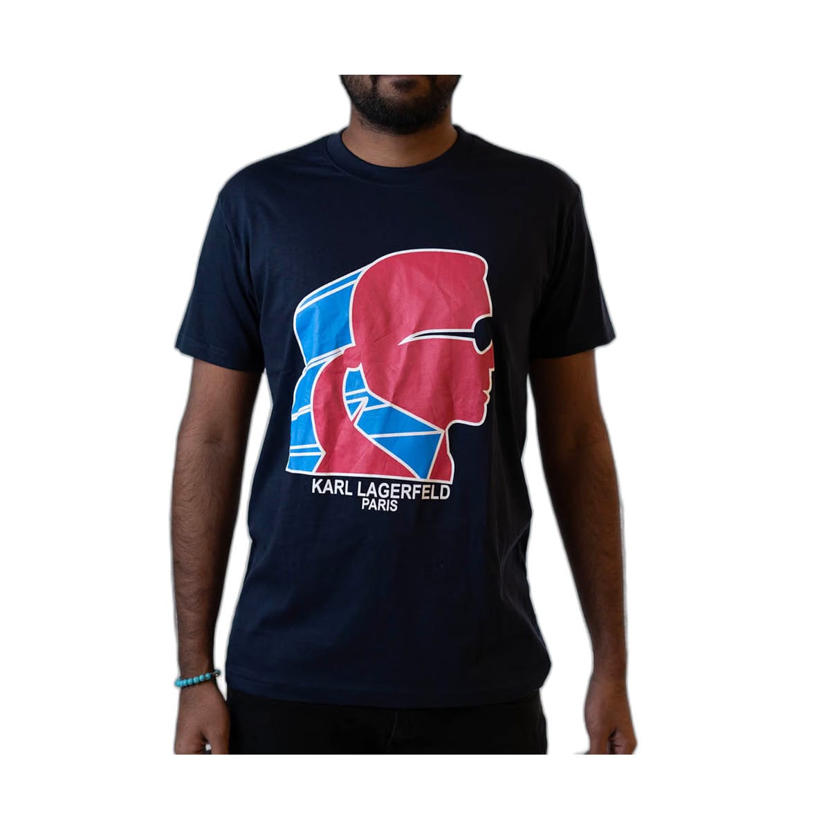 Karl Lagerfeld Preto Multicolor Navy Blue T-Shirt (L)