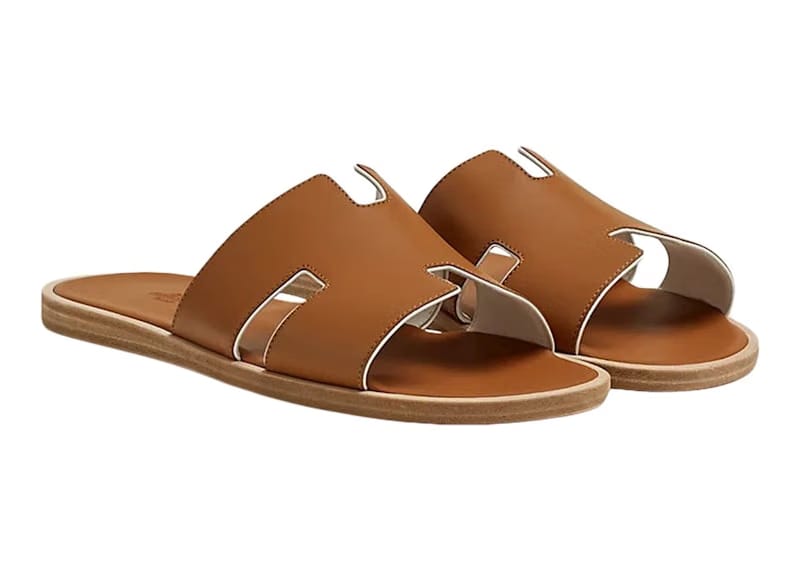 Hermes Izmir Sandal Naturel Blanc Calfskin Leather