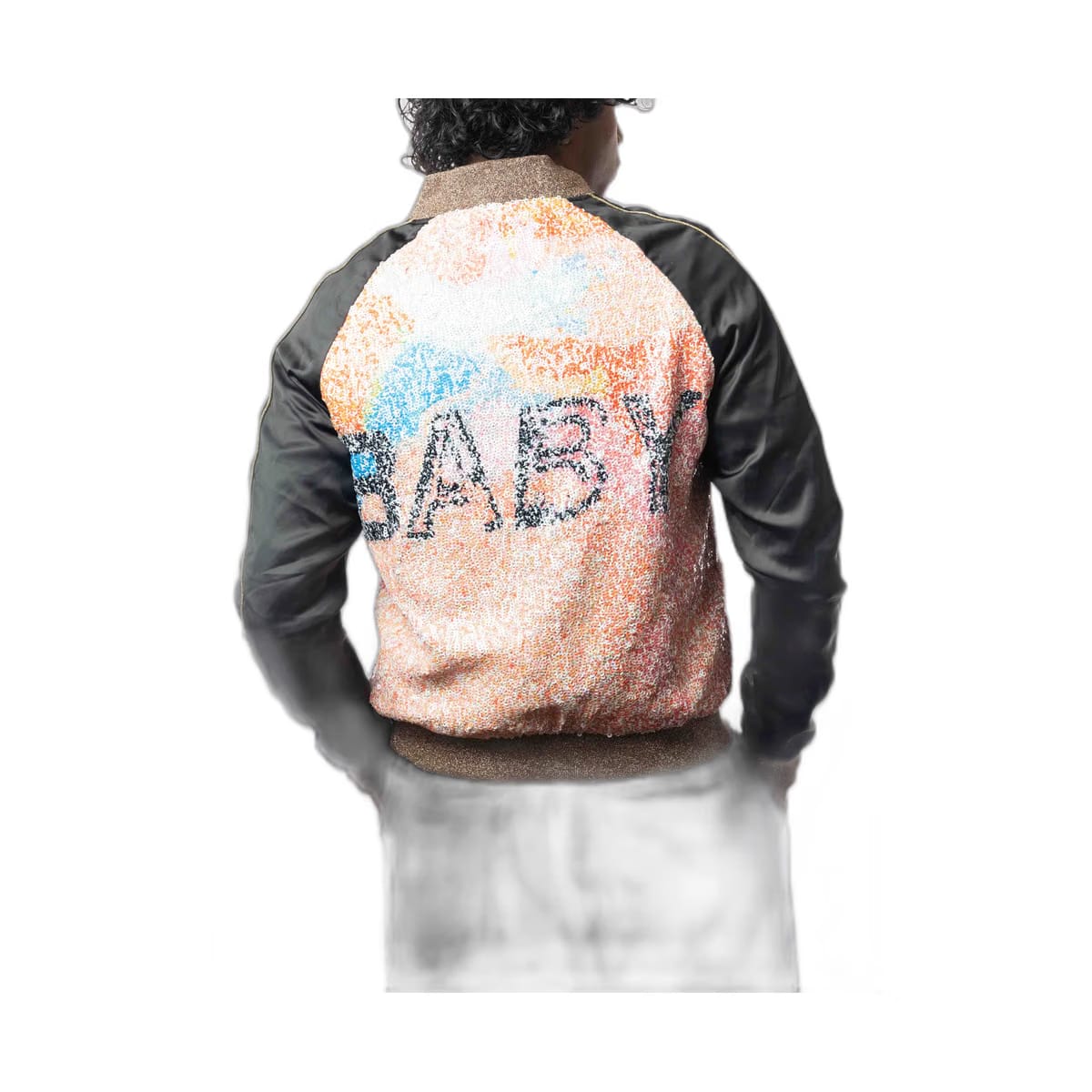 Saint Laurent Black Sequins Baby Bomber Jacket (M)