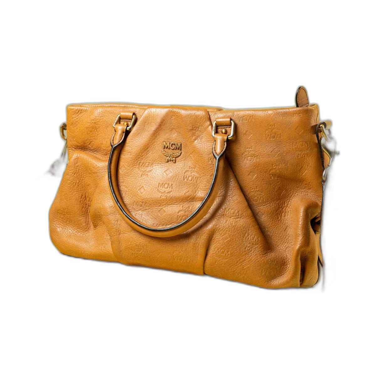 MCM Visetos Glam Tote Bag Camel Leather (One Size)