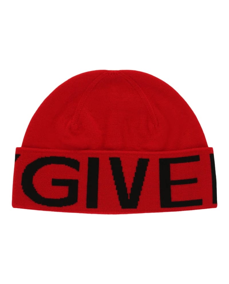 Givenchy Jacquard Logo Beanie Red Black