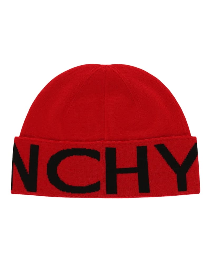 Givenchy Jacquard Logo Beanie Red Black