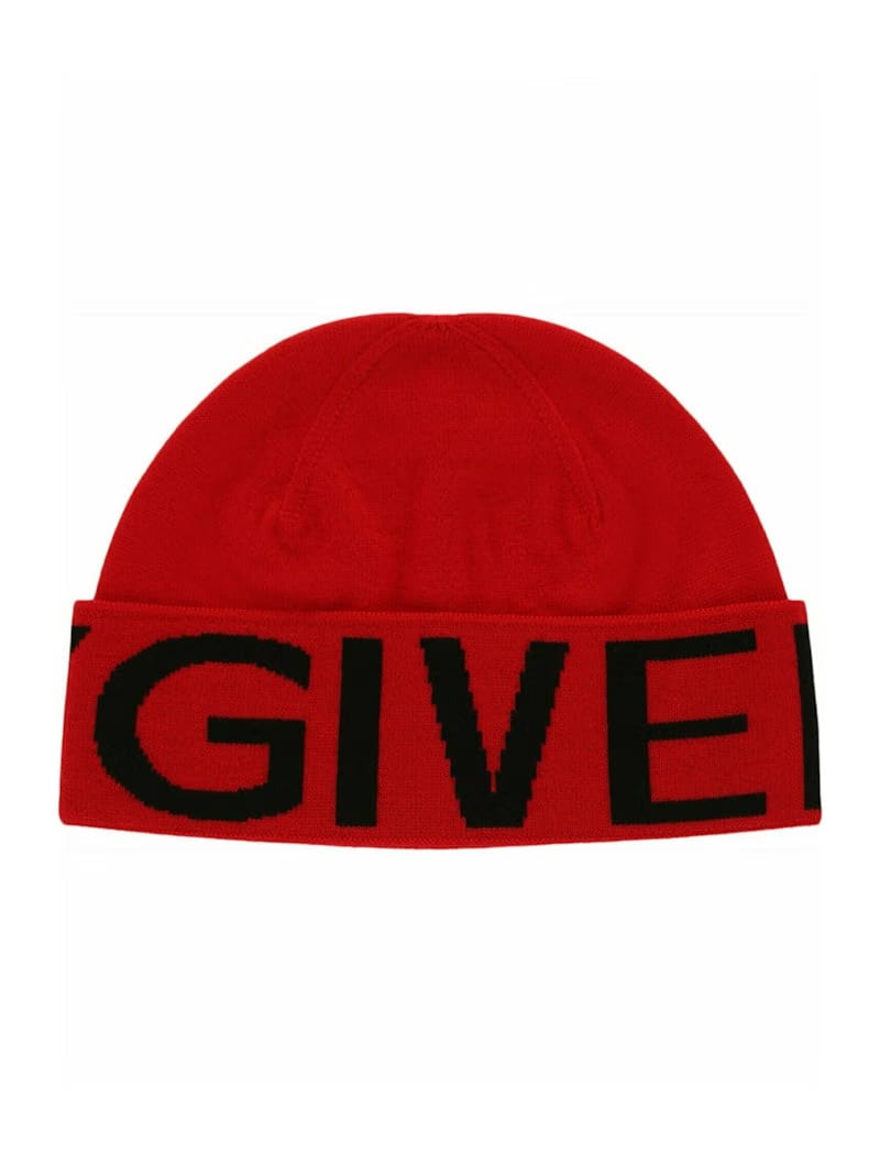 Givenchy Jacquard Logo Beanie Red Black