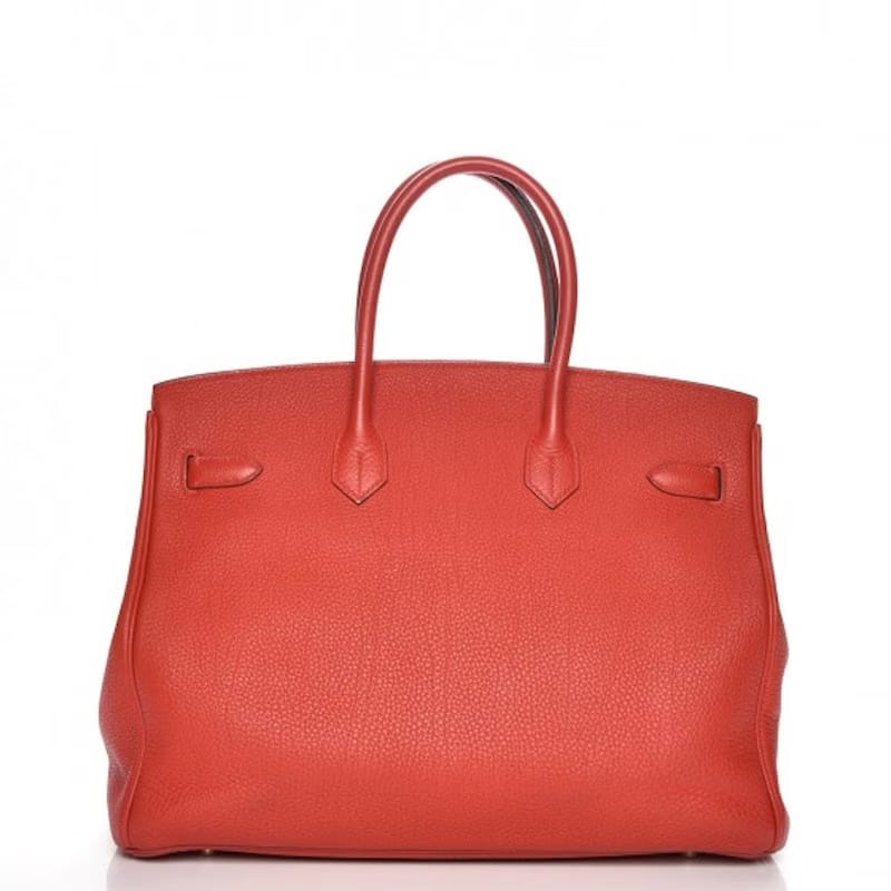Hermes Birkin Togo Gold Plated 35 Rouge Casaque