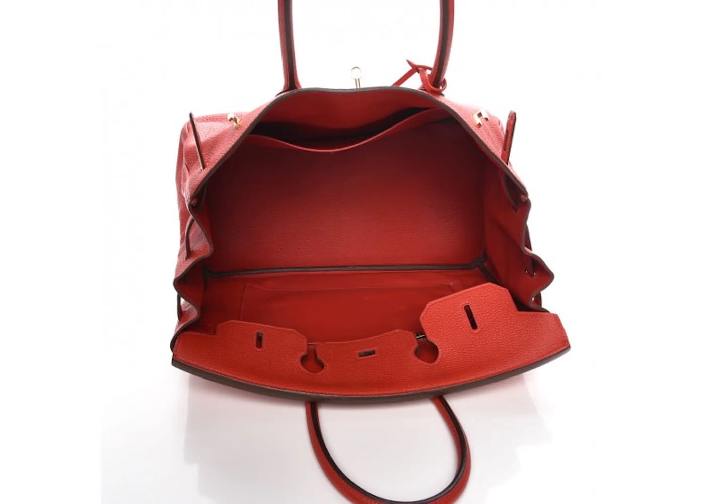 Hermes Birkin Togo Gold Plated 35 Rouge Casaque