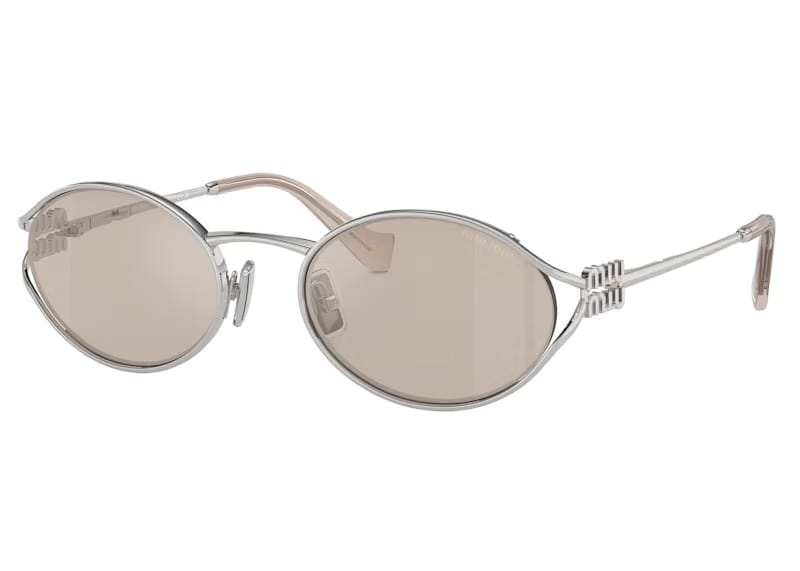 Miu Miu Logo Sunglasses Silver/Brown (0MU 52YS 1BC10F54)